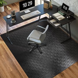 Office Chair Mat, TYDLE 50" x 65" Large Chair Mat for Hard Floor, Vinyl Chair Mat for Gaming Chairs, Slip Resistant Floor Protector Rolling Computer Desk Mat for Hardwood Floor, Black