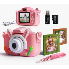 DIMARIE Kids Camera for Boys and Girls, Toddler Camera for Kids Age 3-12, Christmas Birthday Gifts for Kids, HD Video Digital Camera with 32GB SD Card, Cameras for Kids with Soft Pink Silicone Cover