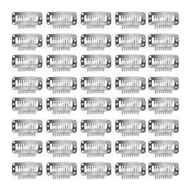 40pcs Wig Clip Set Stainless Steel DIY 9 Teeth Snap Comb Hair Extension Clips Accessories 1.3in Silver