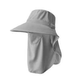 yowodana Women's Sun Visor, UV Sun Protection, Wide Brim, Sun Hat, Removable Mask, Small Face Effect, Washable, Sweat Absorbent, Quick Drying, Farming Work, Gardening, Outdoor Activities, gray (light