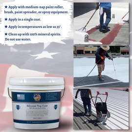 Countryman Coatings - 100% Silicone Roof Coating - Restore Your Roof in a Day - Seal Leaks, Cracks, Seams, Penetrations - Adheres to All Surfaces (1 Gallon, White)