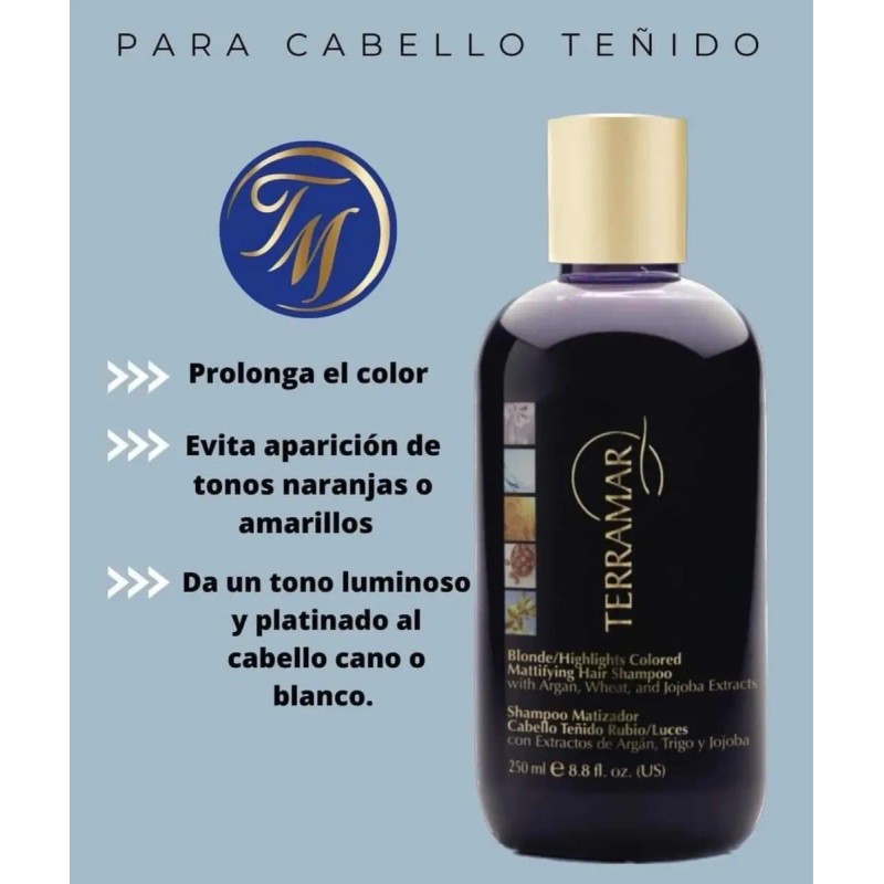 Shampoo Matizador Terramar Para Cabello Teñido Rubio Luces