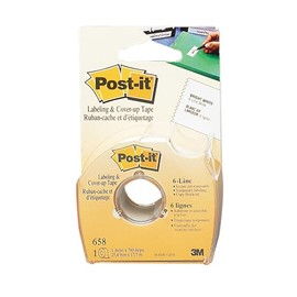 Post-it Labeling Tape, 2 in x 36 yds., 1 Roll, White (695)