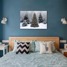 NTEUMM Christmas Winter Wall Art Canvas Prints Christmas Tree Snowflake Modern Home Bedroom Office Decor Artwork (E,FRAMED 16"x24")