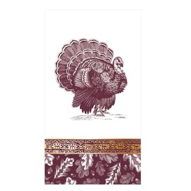 Thanksgiving Guest Dinner Napkins | 24CT 3-Ply Napkins Turkey Themed Guest Napkins with Gold Foil Accents