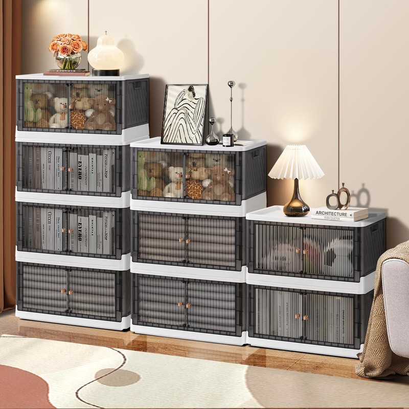 EHAMILY Stackable Storage Bins with Lid Set 4 Pack,8.4 Gal