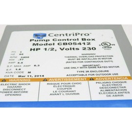 CB05412 CentriPro Quick Disconnect (QD) Control Boxes - 1/2 HP - 230 V