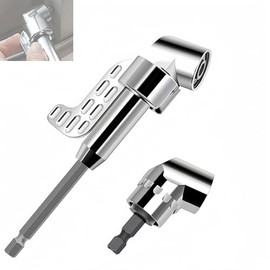 105 Degree Right Angle Drill Adapter Set,1/4" Hex Shank Driver Angle Extension Kit for Screwdriver & Drill,Silver