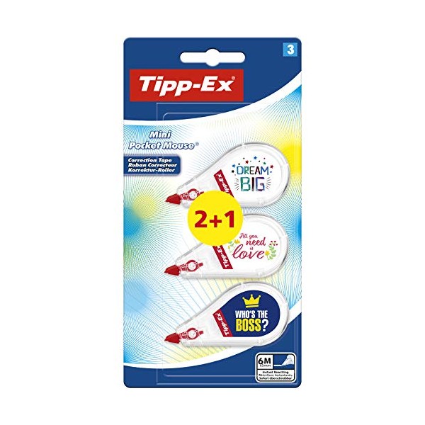 Tipp-Ex Mini Pocket Mouse Correction Tape Roller 2Â + 1Â Free