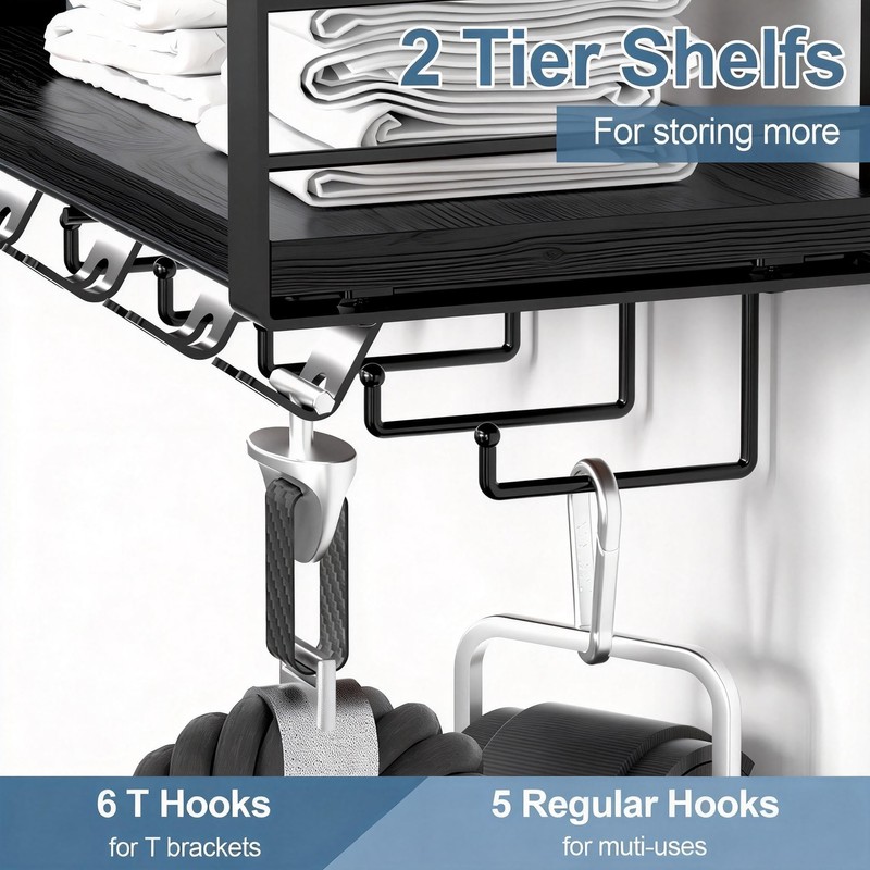 TJ.MOREE Floating Shelf Compatible 2 Tier with Tonal Accessories Wall
