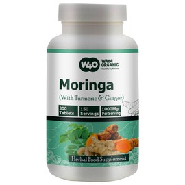 Moringa Tablets with Turmeric and Ginger, 300 Pills, 5 Month Supply, 150 Serving, 1000 Mg per Serving. One Capsule with Multiple Benefits - Supports Digestive Health(Pack of 1)