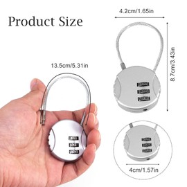 3PCS 3 Digit Combination Padlock Cord Resettable Combination Lock Suitcase Code Lock Small Keyless Padlock Cable Lock Combination Security Padlock Travel Number Lock Padlock for Gym Locker Bike