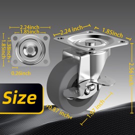 BOSGEOT 2" Caster Wheels, Casters Set of 32, Heavy Duty Casters with Brake, Locking Casters with Rubber Wheels，Plate Swivel Casters Wheels for Furniture Cart and Workbench,Pack of 32