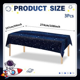 Pack of 3 Birthday Tablecloths, Party Tablecloths, Birthday Tablecloths, 137 x 274 cm, Rectangular, Birthday Tablecloth, Blue, Plastic Tablecloth, Party