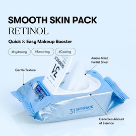 VT COSMETICS Smooth Skin Pack (100 Sheets), Toner Pads with Retinol, Cooling & Hydrating, Gently Exfoliating, Skin Tightening, Quick Makeup Prep, Korean Skincare (7.40 oz.)