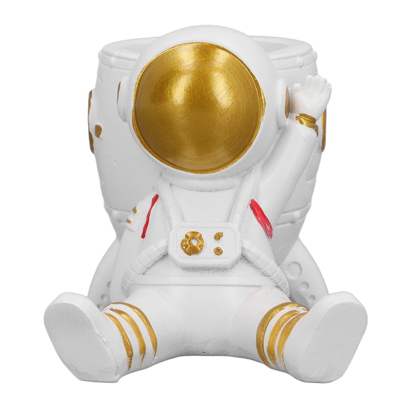 Astronaut Pencil Pen Cup Synthetic Resin Spaceman Figurine Desk Pen