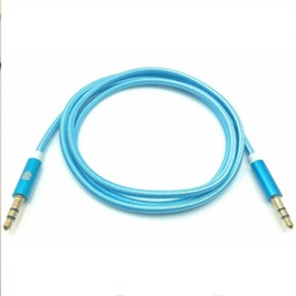 Aux Cable, Aux Cord Lead, 3.5mm Male Stereo Jack To Jack Audio Cable, Nylon Braided Aux Lead For Car, Home Stereos, Headphone, MP3 Player, Smartphone, and Laptop. (Blue)