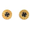 Tory Burch Britten Enamel Pleated Wheel Stud Earring (Black)