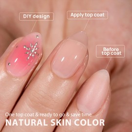 Short Almond Gel Nail Tips - BTArtbox Soft Gel Press On Nails, Nude X-coat Tips false nails, Pre-applied Tip Primer Natural Full Cover Fake Nails for Nail Extensions