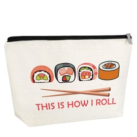 Sushi Gift Sushi Lover Gift for Women Sushi Makeup Bag Cute Sushi Cosmetic Bag for Daughter Sister Friends Birthday Christmas Gift for Sushi Lover Sushi Themed Gift Travel Pouch Thanksgiving Gift