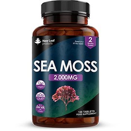 Sea Moss Tablets Extract High Strength 2000mg - Sea Moss Supplement 120 Tablets (not sea Moss Capsule) High Potency - UK Made - Vegan - Non GMO