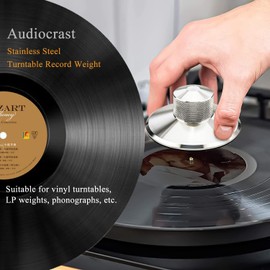 Audiocrast STB01 Record Weight (390g / 13.7oz), Stainless Steel LP Disc Stabilizer Turntable Clamp HiFi (Silver STB01)