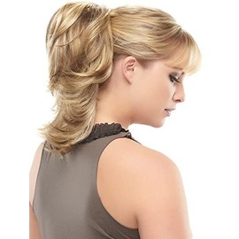 Breathless Ponytail Color 31T26 Maple Syrup Easihair Hairpieces 8" - 10.5" Length Reversible Claw Clip Attachment Synthetic Straight Hair Layered Pony Clip On Bundle MaxWigs Hairloss Booklet