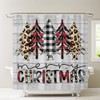 Joliaco Merry Christmas Shower Curtain Buffalo Plaid and Leopard Bathroom