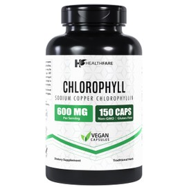 Healthfare Chlorophyll Capsules 600mg | 150 Veg Capsules | Premium Plant-Based Formula | Naturally Sourced | Made in The USA