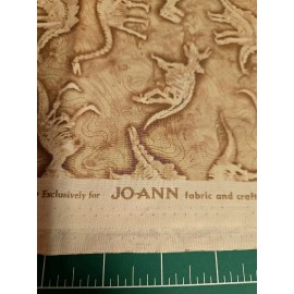 Jo-Ann Jo ANN COTTON Fabric BY THE HALF YARD Prehistoric Dinosaur Fossil Bones 1/2 New