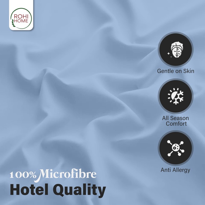 Rohi Microfibre Sky Blue Pillowcases 2 Pack – Ultra Soft