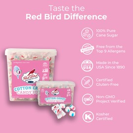 Red Bird Cotton Candy Flavored Candy, Puff Mints Individually Wrapped, 52 oz Tub