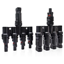 TRAMILY Solar Panel PV 1 to 4 T Branch Connector PV Cable Coupling Combination Connector Splitter Adapter M/FFFF and F/MMMM for Parallel Connection Between Solar Cells 1 Pair