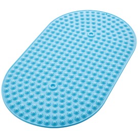 Joiyota Silicone Bathtub & Shower Mat Non Slip, Bubble Massage Anti Slip Shower Floor Mat with 27 x 15 Inches for Easy Storage, Washable Bath Mat for Tub with All Ages, Blue, Oval