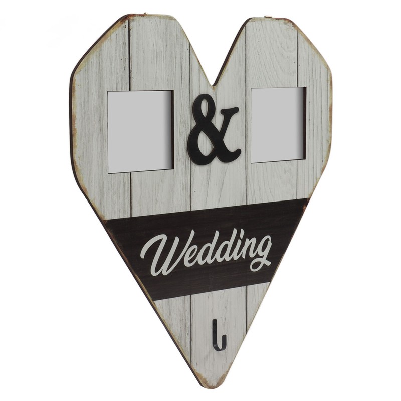 Wood Wedding Picture Frame Key Hook Wall Hanging Decoration Love