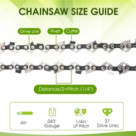 Thten 6" Pruning Mini Chainsaw Chain Compatible with Greenworks CS24L210 Homelite HOMCS10 Cordless Electric Portable Mini Chainsaw for Pruning Shears Wood Cutting 37 Drive Links 5 Pack