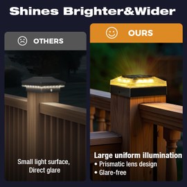 vighep 4x4 Solar Post Cap Lights Outdoor 8 Pack, 3 Color Modes/Dusk to Dawn/IP65 Waterproof, Fits 4x4 Vinyl/PVC Wood Posts Top, Black LED Fence Topper Light for Deck, Backyard