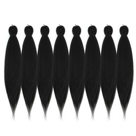 ROSDINA Pre-stretched Braiding Hair - 12 Inch 8 Packs Natural Black Short Braiding Hair For Twist or Box Braids, Yaki Texture Hot Water Setting Synthetic Braiding Hair Extensions (12 Inch, 1B-8P)