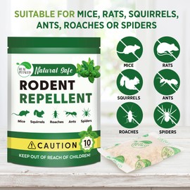 REALPETALED Natural Rodent Repellent Pouches - Peppermint Oil Mouse and Rat Repellent - Indoor and Outdoor Protection for Home, Basement, Garage, Attic, and Storage - 10 Count (Pack of 1)