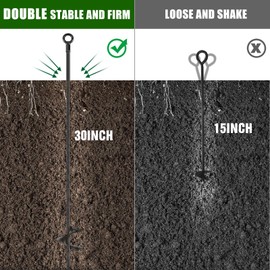 Lasnten 6 Pcs 30 Inch Ground Anchor Spiral Blade Heavy Duty Earth Anchor Kit Metal Anchor Hook Swing Set Wind Stakes Ideal for Securing Animals, Shelters, Tents, Canopies, Swing Sets (Black)