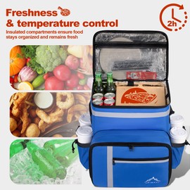 GoHimal Food Delivery Backpack,insulated food delivery bags for Delivery Bike,Large Pizza Delivery Bag for HOT/COLD with 4 Pockets Reflective Perfect for Uber Eats,Camping & Beach