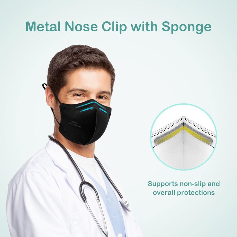Adjustable KN95 Masks, 5-Layer Disposable Respirator Masks with Adjustable Ear