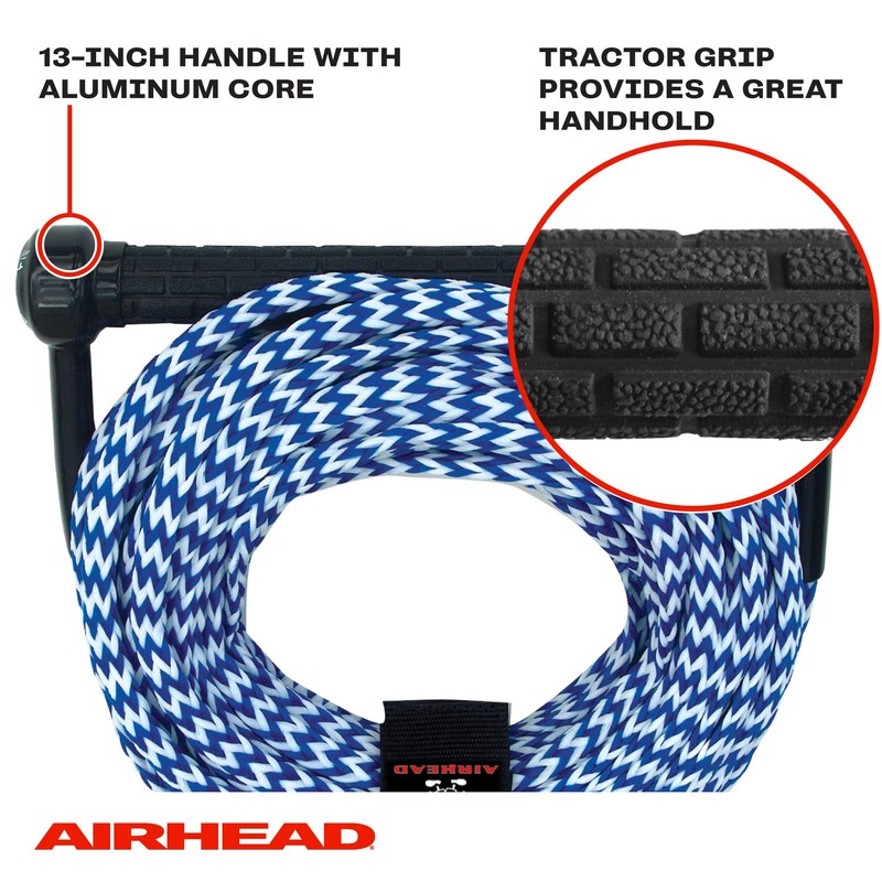 Airhead Water Ski Rope, Tractor-Grip Handle,Blue and White, 1 Section,