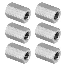 PATIKIL M8 x 1-Pitch 304 Stainless Steel Hex Coupling Nuts, 6Pcs 20mm/ 0.8" Length Fully Threaded Rod Coupling Nut Studding Connector Fasteners, Silver Tone