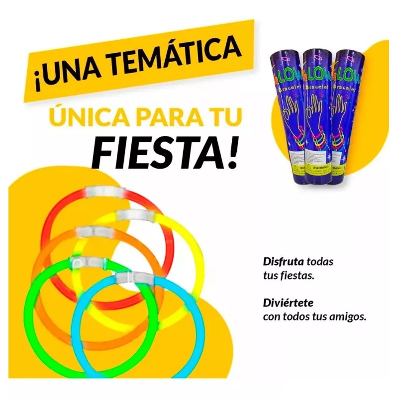 Lecute 200 Pulseras Neon Fluorescentes Luminosas Fosforecentes Glow