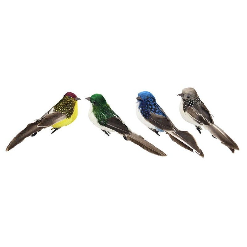 Qianly Elegant Grey Feathered Sparrow Bird Clip - Lifelike Home