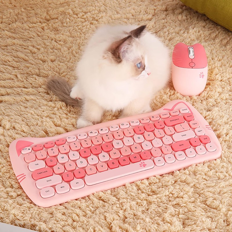 Cute Cat Keyboard and Mouse Combo, TzBBL Keyboard and Mouse