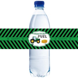 32pcs Tractor Water Bottle Labels, Tractor Birthday Water Bottle Stickers, Green Farm Truck Water Bottle Wrappers for Boys, Farmer Birthday/Baby Shower Party Decoration