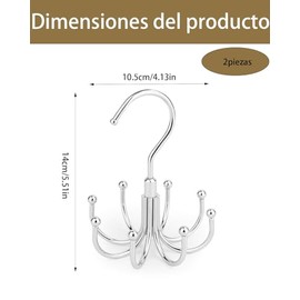 2P Piezas Gancho para Cinturones, Organizador De Corbatas, Solución De Almacenamiento para Armario, Dos Ganchos De Acero Inoxidable