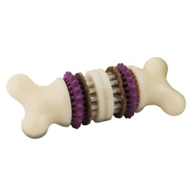 PetSafe Busy Buddy Bristle Bone Dog Chew Toy - Treat Holding Toothbrush Toy for Hard Chewers - Helps Keep Your Dog's Teeth Clean - Durable, Interactive - Purple, Extra Small
